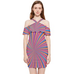 Psychedelic Groovy Pattern 2 Shoulder Frill Bodycon Summer Dress