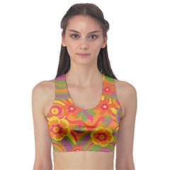 Geometric Floral Pattern Sports Bra by designsbymallika