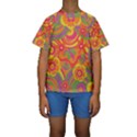 Geometric Floral Pattern Kids  Short Sleeve Swimwear View1