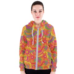 Geometric Floral Pattern Women s Zipper Hoodie by designsbymallika