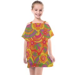 Geometric Floral Pattern Kids  One Piece Chiffon Dress by designsbymallika