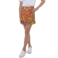 Geometric Floral Pattern Kids  Tennis Skirt by designsbymallika