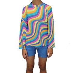 Psychedelic Groocy Pattern Kids  Long Sleeve Swimwear by designsbymallika