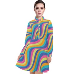 Psychedelic Groocy Pattern Long Sleeve Chiffon Shirt Dress by designsbymallika