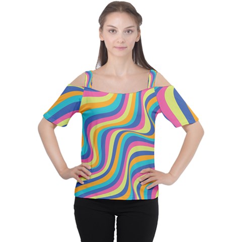 Psychedelic Groocy Pattern Cutout Shoulder Tee by designsbymallika