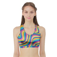 Psychedelic Groocy Pattern Sports Bra With Border by designsbymallika