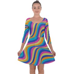 Psychedelic Groocy Pattern Quarter Sleeve Skater Dress by designsbymallika