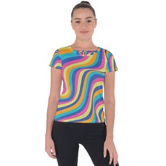 Psychedelic Groocy Pattern Short Sleeve Sports Top  by designsbymallika