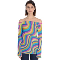 Psychedelic Groocy Pattern Off Shoulder Long Sleeve Top by designsbymallika