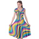 Psychedelic Groocy Pattern Cap Sleeve Wrap Front Dress View1