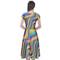 Psychedelic Groocy Pattern Cap Sleeve Wrap Front Dress View2