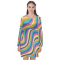 Psychedelic Groocy Pattern Long Sleeve Chiffon Shift Dress  View1