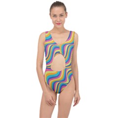 Psychedelic Groocy Pattern Center Cut Out Swimsuit by designsbymallika