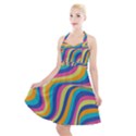 Psychedelic Groocy Pattern Halter Party Swing Dress  View1