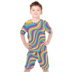 Psychedelic Groocy Pattern Kids  Tee And Shorts Set by designsbymallika