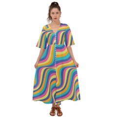 Psychedelic Groocy Pattern Kimono Sleeve Boho Dress by designsbymallika