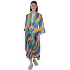 Psychedelic Groocy Pattern Maxi Satin Kimono by designsbymallika