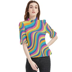 Psychedelic Groocy Pattern Frill Neck Blouse