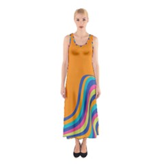 Psychedelic-groovy-pattern Sleeveless Maxi Dress by designsbymallika