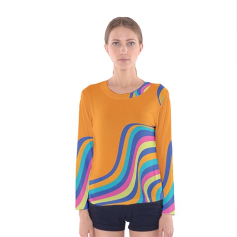 Psychedelic-groovy-pattern Women s Long Sleeve Tee by designsbymallika