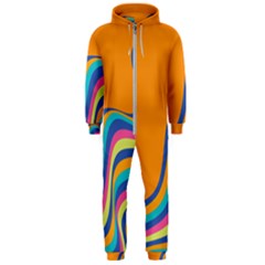 Psychedelic-groovy-pattern Hooded Jumpsuit (men)  by designsbymallika