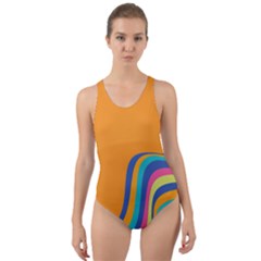 Psychedelic-groovy-pattern Cut-out Back One Piece Swimsuit by designsbymallika