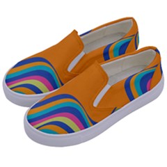 Psychedelic-groovy-pattern Kids  Canvas Slip Ons by designsbymallika