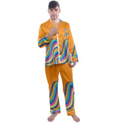 Psychedelic-groovy-pattern Men s Long Sleeve Satin Pajamas Set by designsbymallika