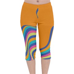 Psychedelic-groovy-pattern Velvet Capri Leggings  by designsbymallika