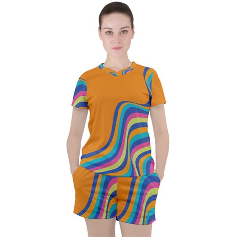 Psychedelic-groovy-pattern Women s Tee And Shorts Set by designsbymallika