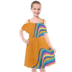 Psychedelic-groovy-pattern Kids  Cut Out Shoulders Chiffon Dress by designsbymallika