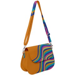 Psychedelic-groovy-pattern Saddle Handbag by designsbymallika