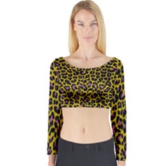 Pattern Leopard Yellow Fur Long Sleeve Crop Top by JustToWear