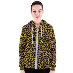 Pattern Leopard Yellow Fur Women s Zipper Hoodie by JustToWear