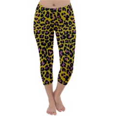 Pattern Leopard Yellow Fur Capri Winter Leggings 