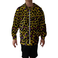 Pattern Leopard Yellow Fur Kids  Hooded Windbreaker