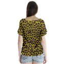 Pattern Leopard Yellow Fur V-Neck Flutter Sleeve Top View2