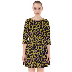 Pattern Leopard Yellow Fur Smock Dress by JustToWear