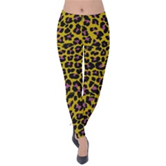 Pattern Leopard Yellow Fur Velvet Leggings