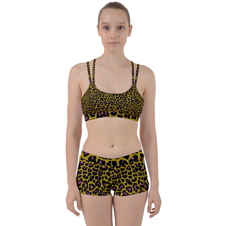 Pattern Leopard Yellow Fur Perfect Fit Gym Set