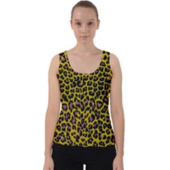 Pattern Leopard Yellow Fur Velvet Tank Top by JustToWear