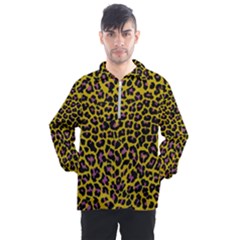 Pattern Leopard Yellow Fur Men s Half Zip Pullover