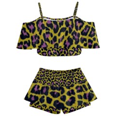 Pattern Leopard Yellow Fur Kids  Off Shoulder Skirt Bikini by JustToWear