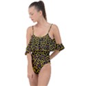 Pattern Leopard Yellow Fur Drape Piece Swimsuit View1