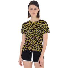 Pattern Leopard Yellow Fur Open Back Sport Tee by JustToWear