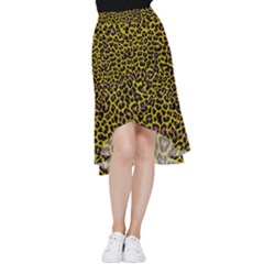 Pattern Leopard Yellow Fur Frill Hi Low Chiffon Skirt