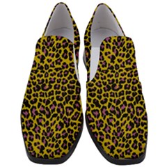 Pattern Leopard Yellow Fur Women Slip On Heel Loafers by JustToWear