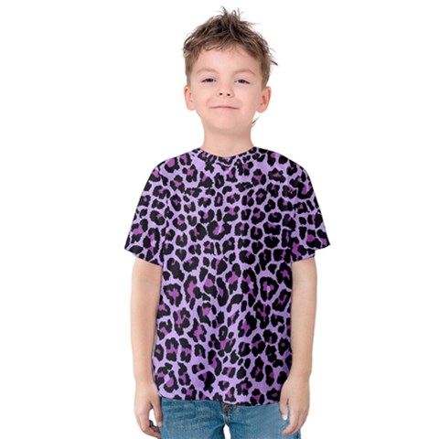 Pattern Leopard Purple Fur Kids  Cotton Tee by JustToWear