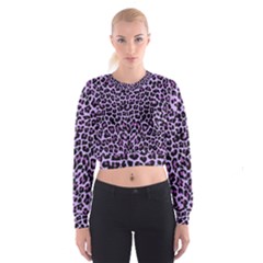 Pattern Leopard Purple Fur Cropped Sweatshirt by JustToWear