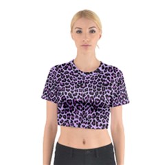 Pattern Leopard Purple Fur Cotton Crop Top by JustToWear